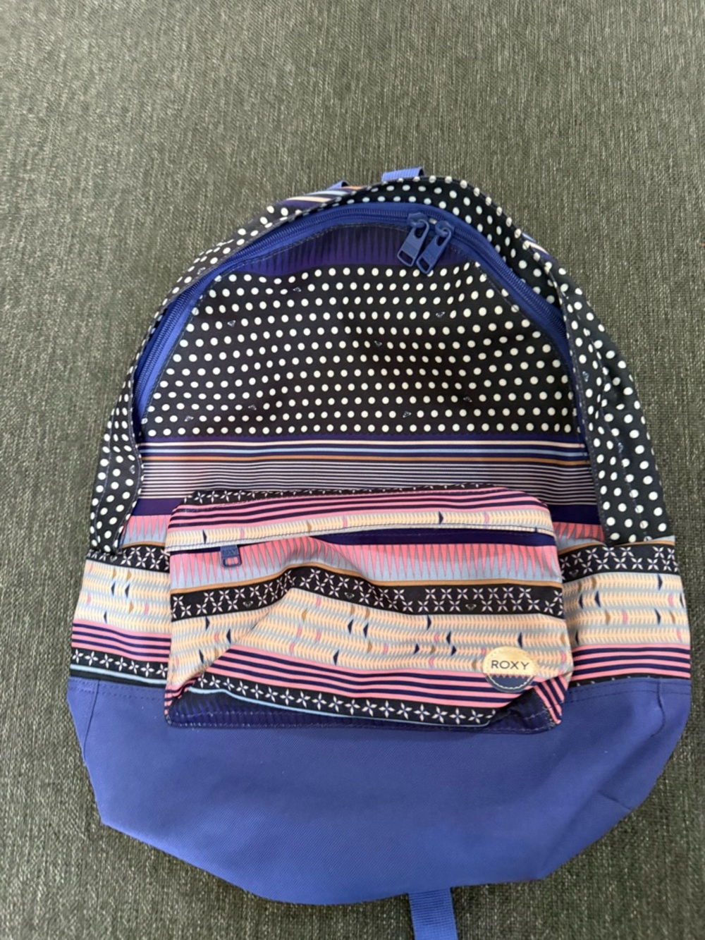 Roxy 2017  Navy pink sugar baby  Polka Dot & Striped Casual Backpack one size